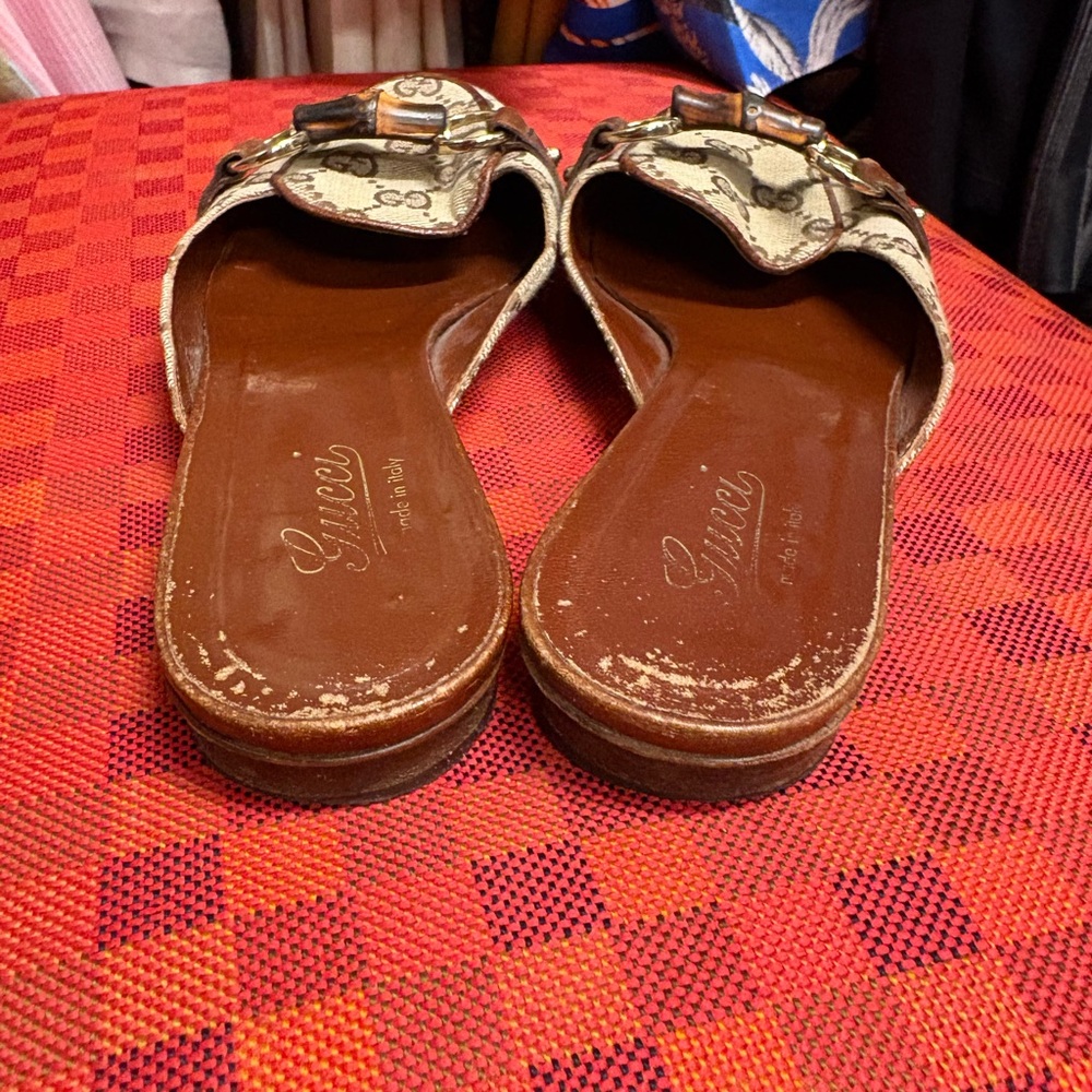 Gucci Women's Brown Monogram Mules - Picture 2 of 3